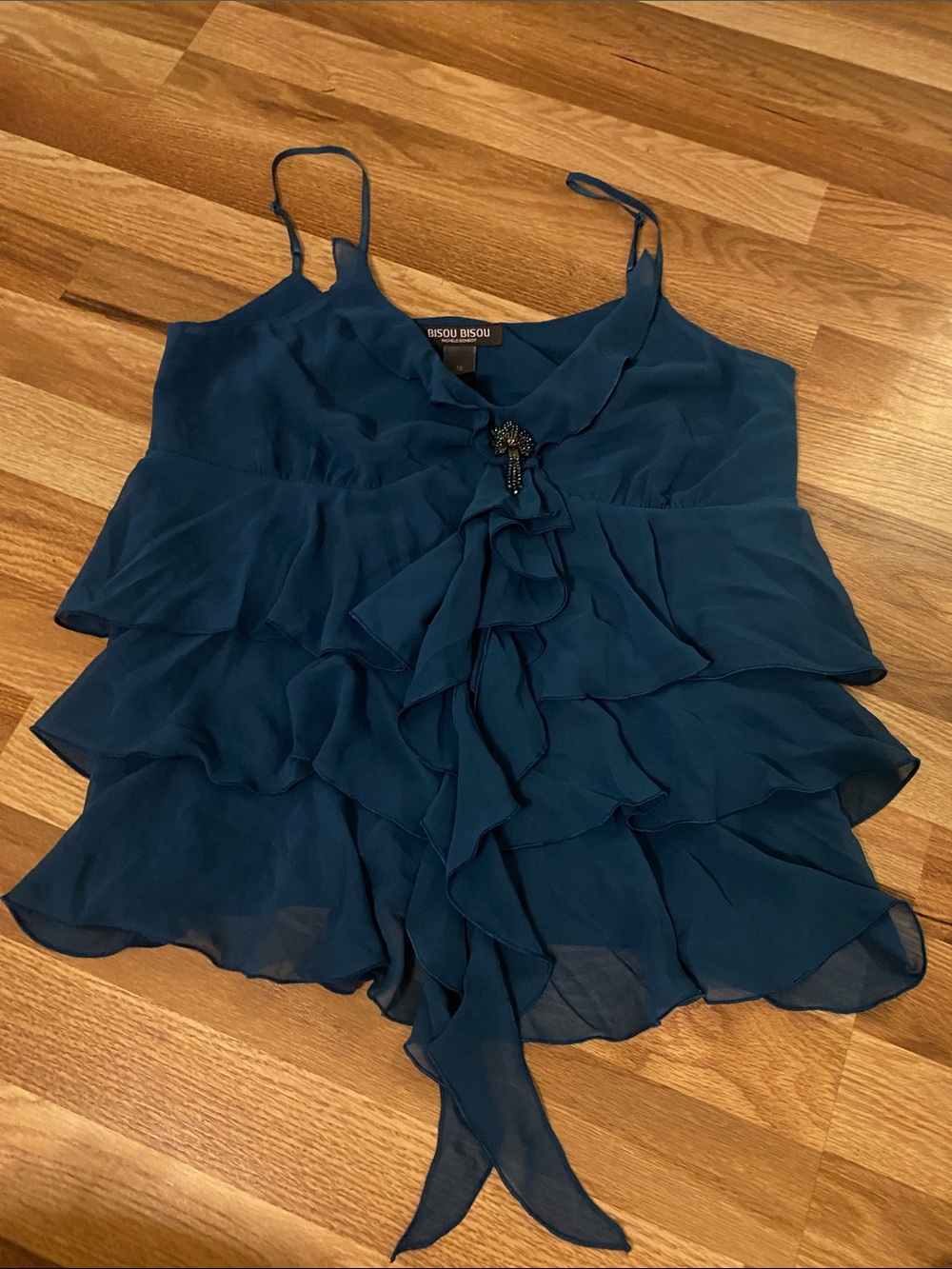 Teal Layered Ruffle Camisole